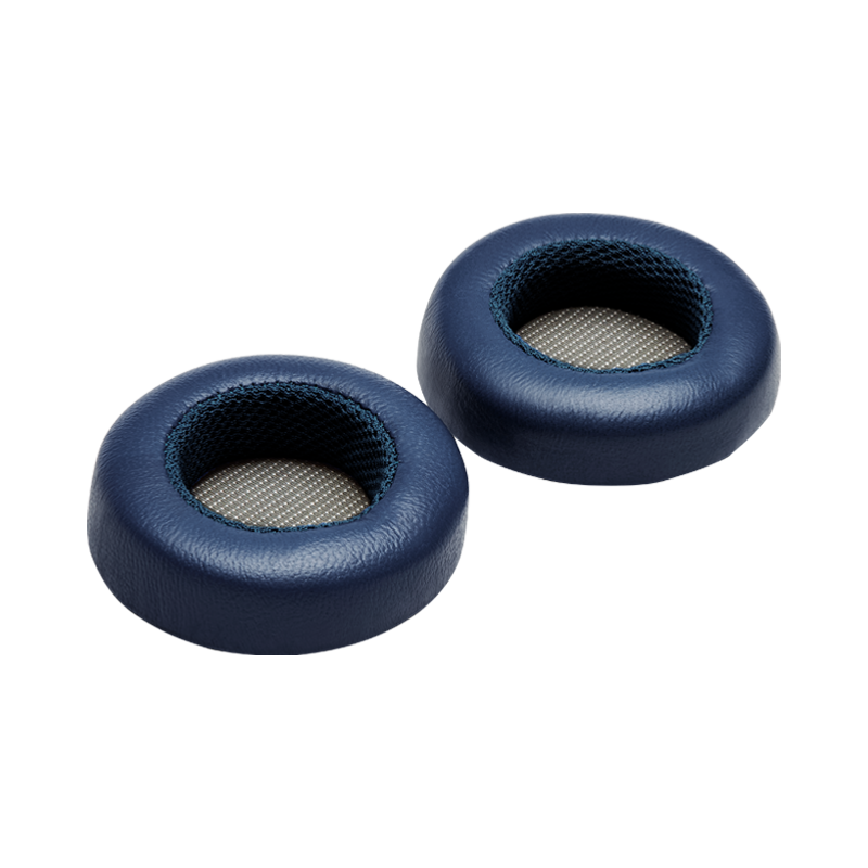 Two navy blue leather MH30 ear pads with mesh centers, placed side by side | gallery RP30NVY