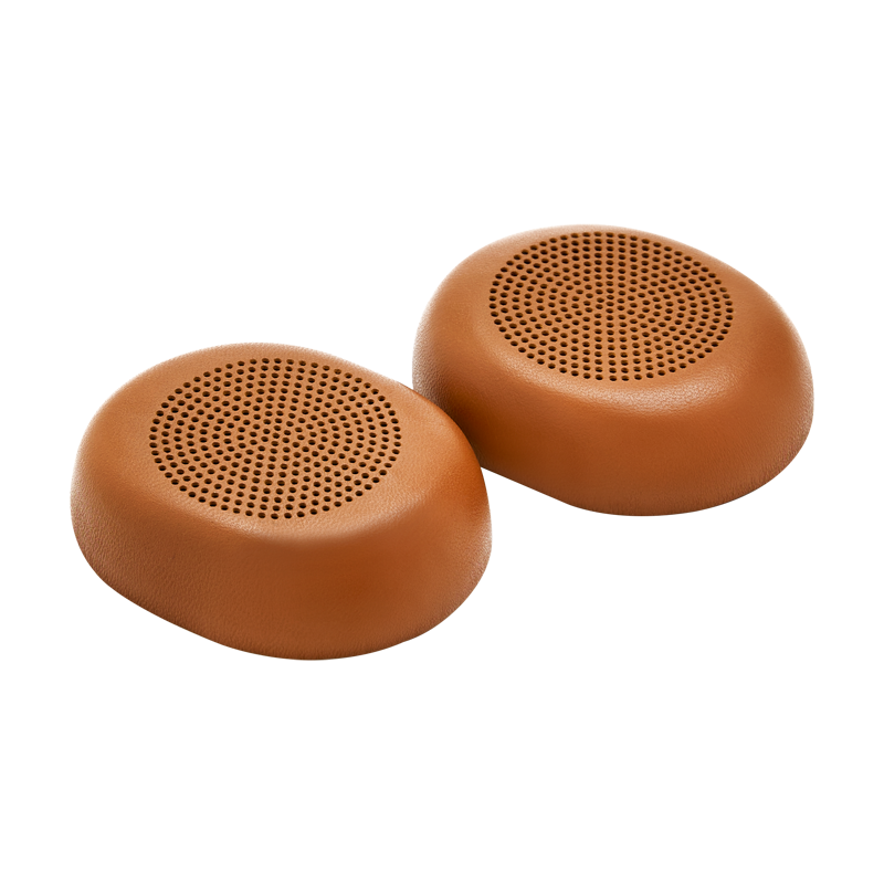 Two brown leather MW50+ on-ear ear pads placed side by side | gallery RP50BRNV2