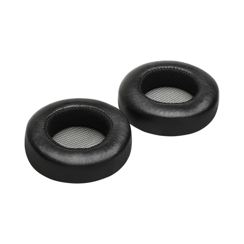 Two black leather MH30 ear pads with mesh centers, placed side by side | gallery RP30BLK