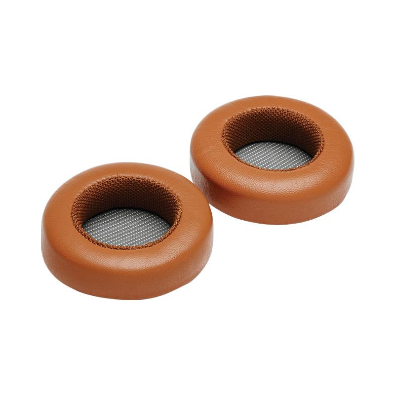 Two brown leather MH30 ear pads with mesh centers, placed side by side | gallery RP30BRN