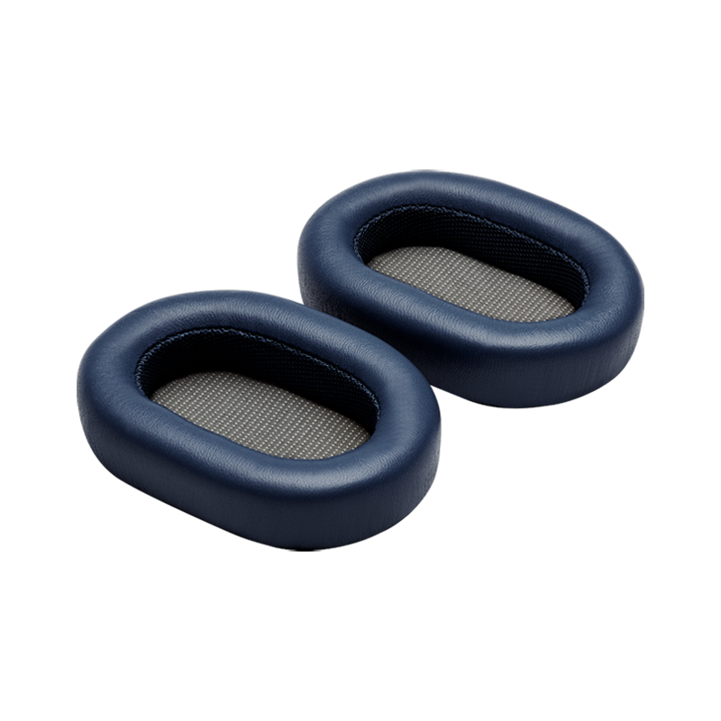 Two navy blue leather MW60 ear pads with mesh centers, placed side by side | gallery RP60NVYV2