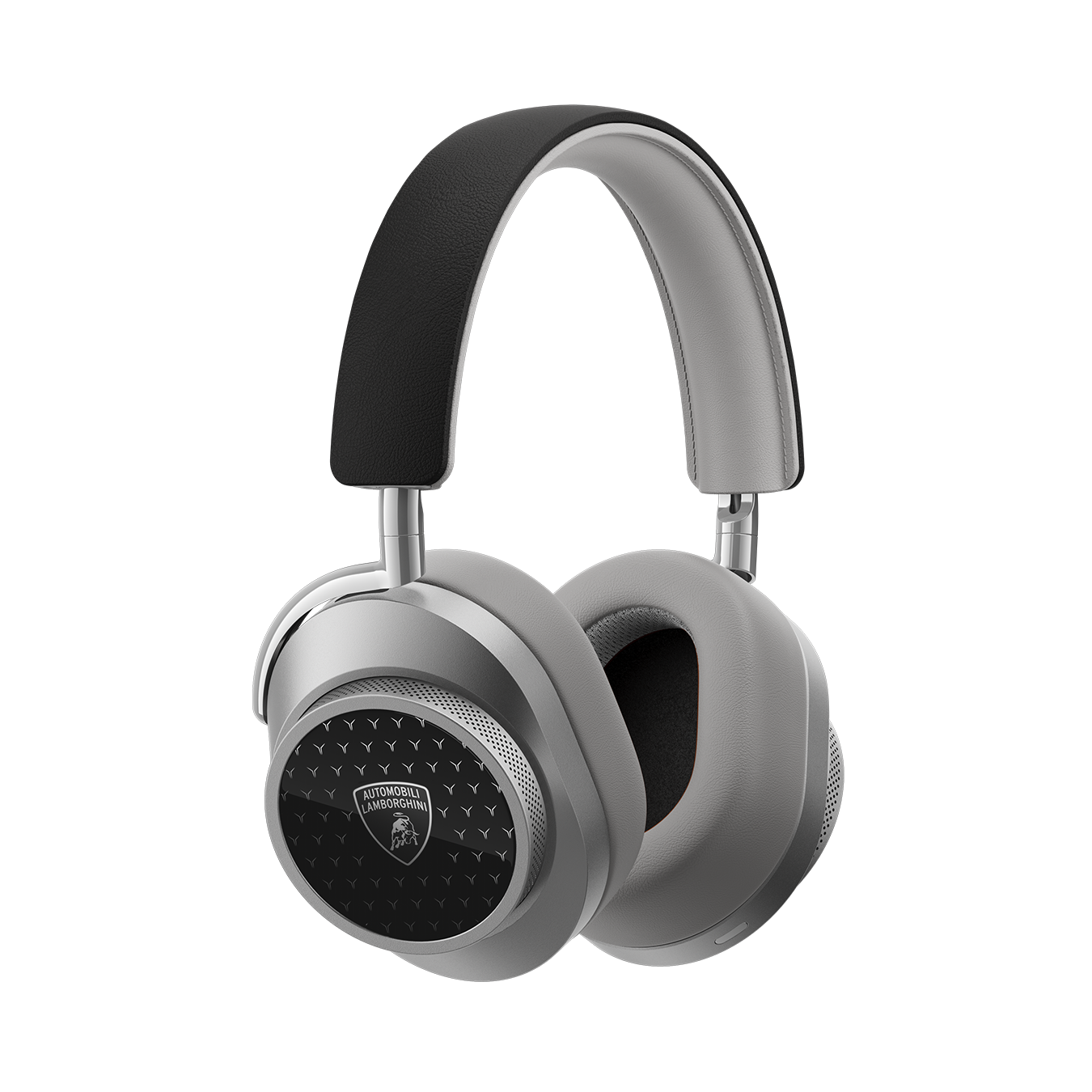 Floating silver, black and white Automobili Lamborghini MW75 Active Noise-Cancelling Wireless Headphones