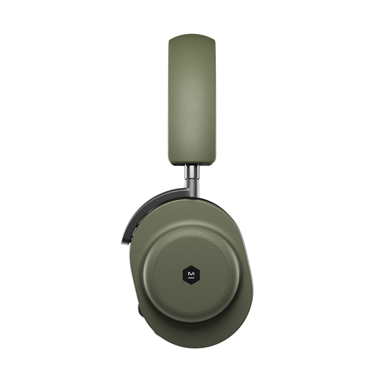 Side view of moss green and black MG20 Wireless Gaming Headphones showing headband and magnesium ear cup | gallery MG20GR8
