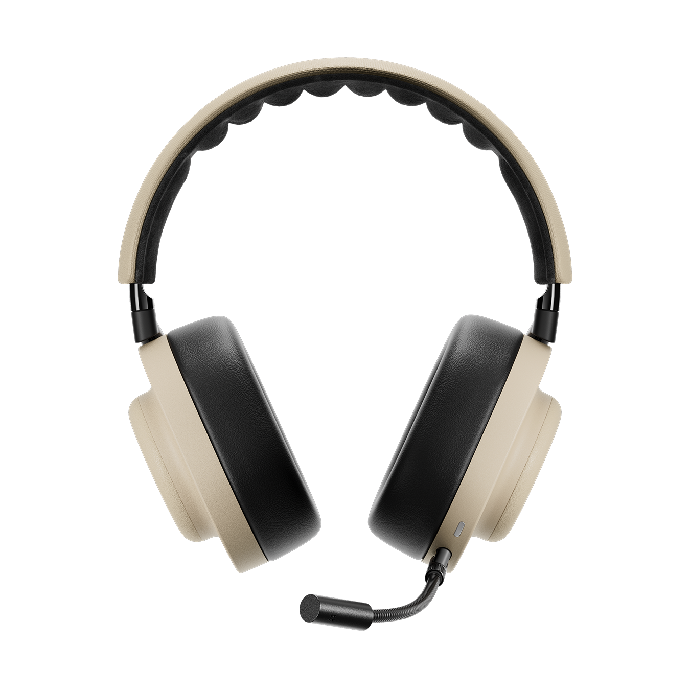 Front view of sand dune and black MG20 Wireless Gaming Headphones with detachable boom microphone showing inner alcantara headband | gallery MG20SD10