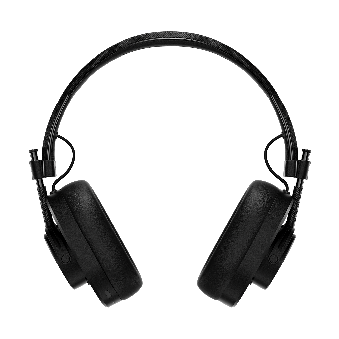 Front view of black MH40 Wireless Headphones showing ear pads and headband | gallery MH40B1-W2