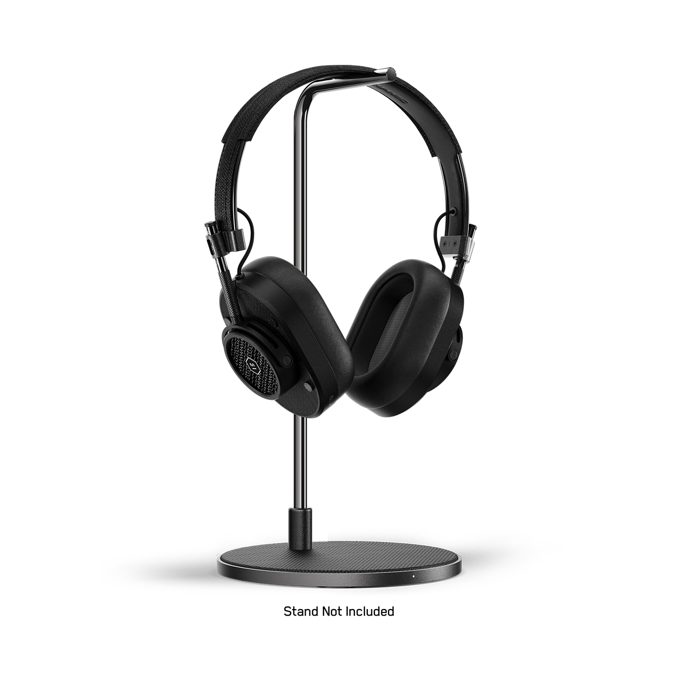 Black MH40 Wireless Headphones placed on a black headphone stand | gallery MH40B1-W2