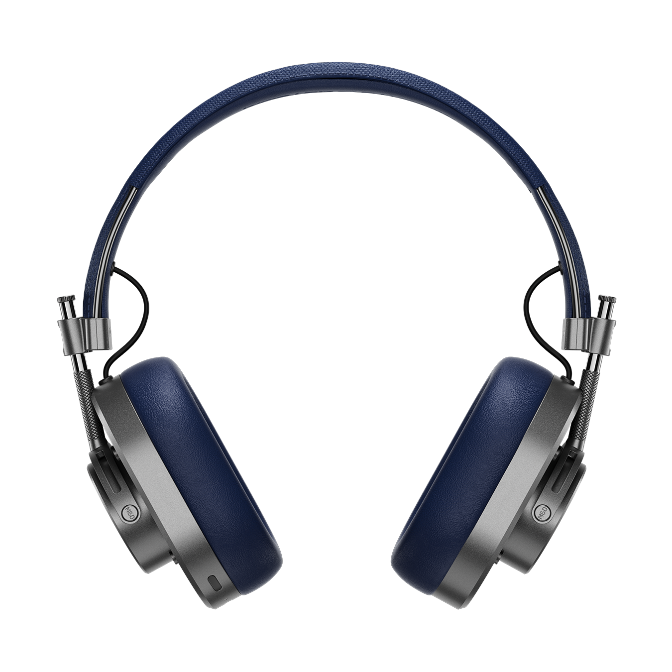 Front view of gunmetal and navy MH40 Wireless Headphones showing ear pads and headband | gallery MH40G4-W2
