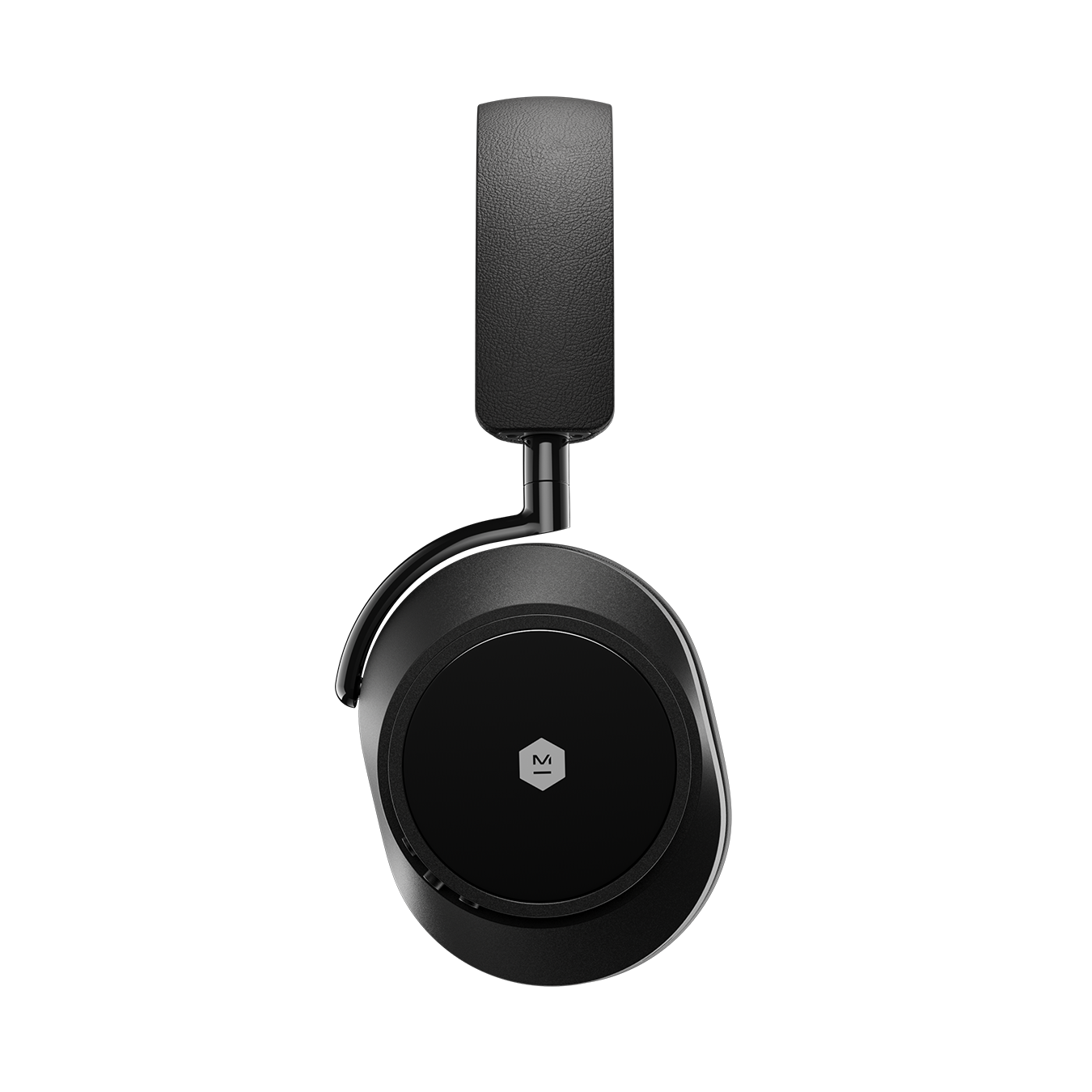 Side view of black MW75 Active Noise-Cancelling Headphones showing headband and sapphire glass ear cup | gallery MW75B1