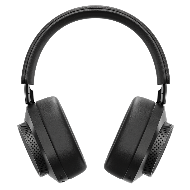 Front view of black TUMI MW75 Active Noise-Cancelling Headphones showing ear pads and headband | gallery MW75B-TUMI