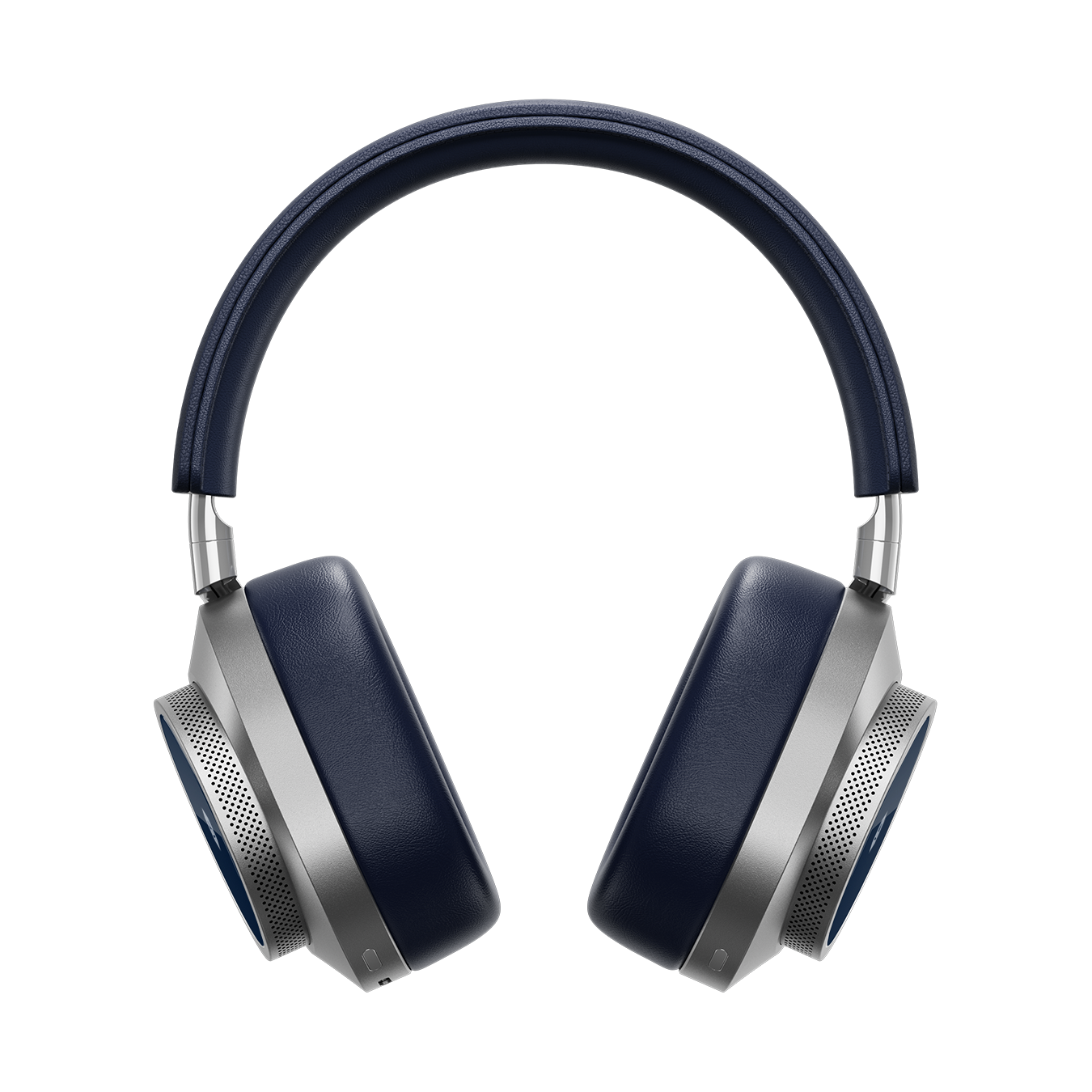 Front view of silver and navy MW75 Active Noise-Cancelling Headphones showing ear pads and headband | gallery MW75S4