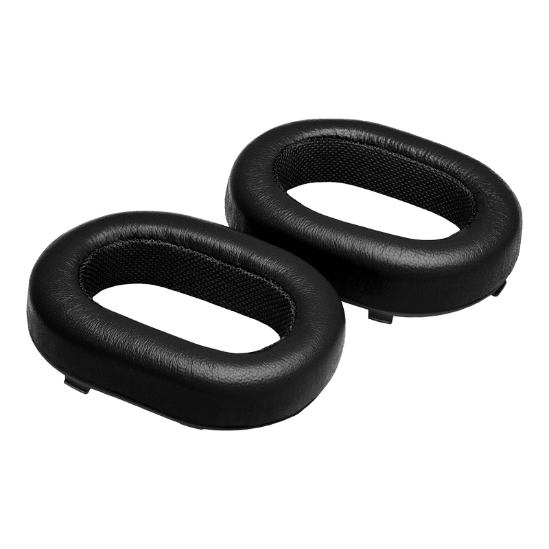Two black leather MW65 Wireless ear pads placed side by side | gallery RP65EARPADS-BLACK