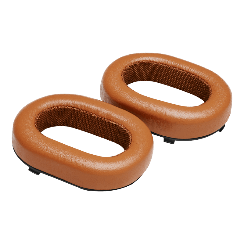 Two brown leather MW65 Wireless ear pads placed side by side | gallery RP65EARPADS-BROWN