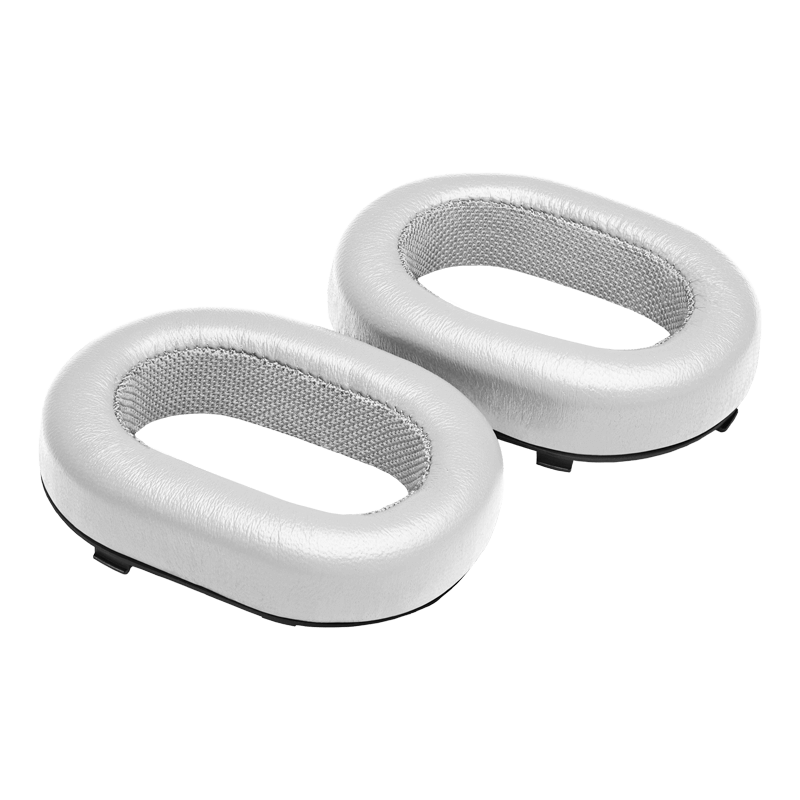 Two grey leather MW65 Wireless ear pads placed side by side | gallery RP65EARPADS-GREY