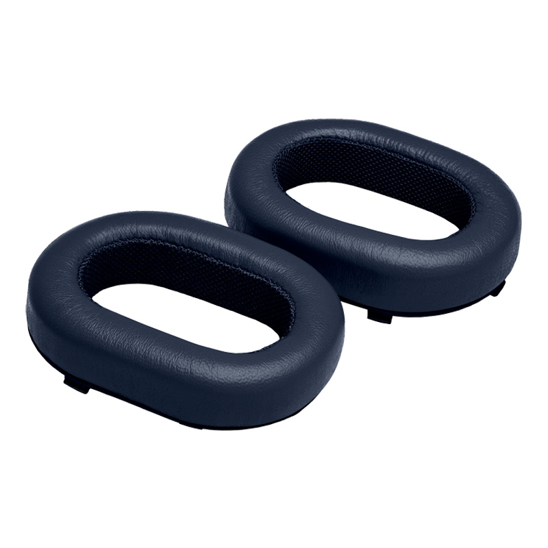 Two navy leather MW65 Wireless ear pads placed side by side | gallery RP65EARPADS-NAVY
