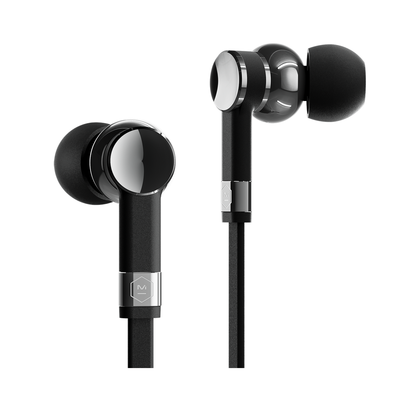Wired gunmetal and black ME05 Earphones against a white background | gallery ME05GM-MK2