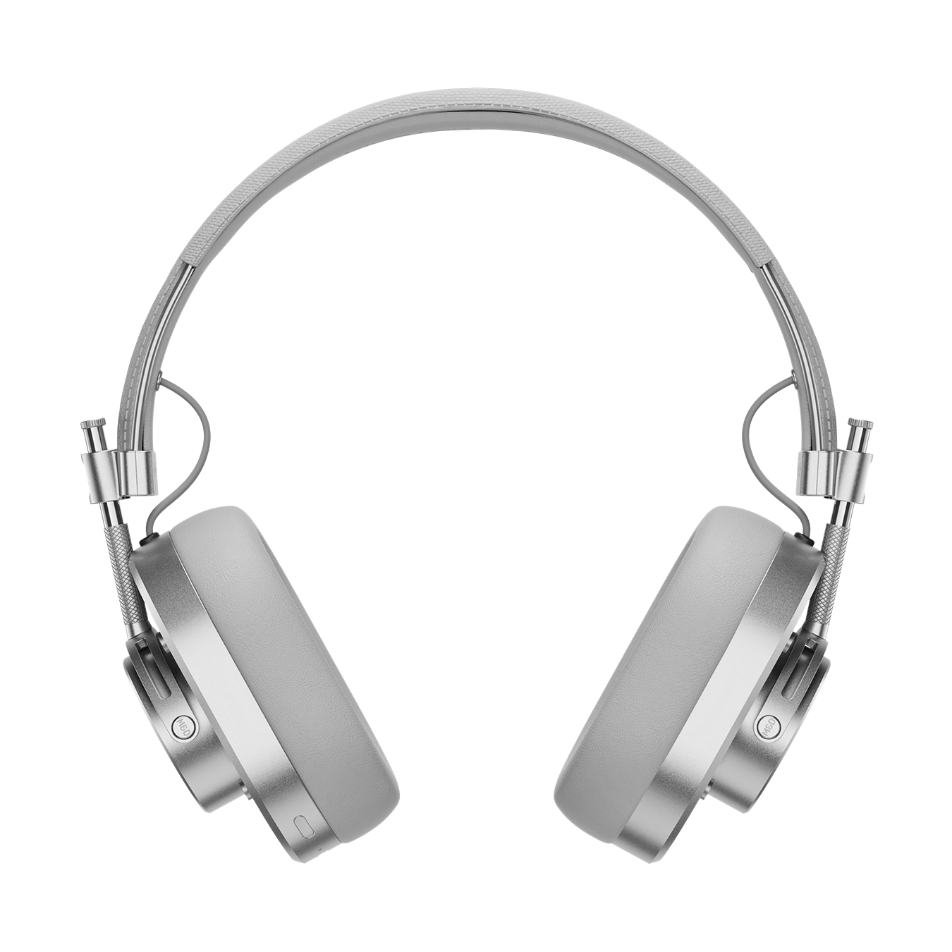 Front view of silver and grey MH40 Wireless Headphones showing ear pads and headband | gallery MH40S3-W2