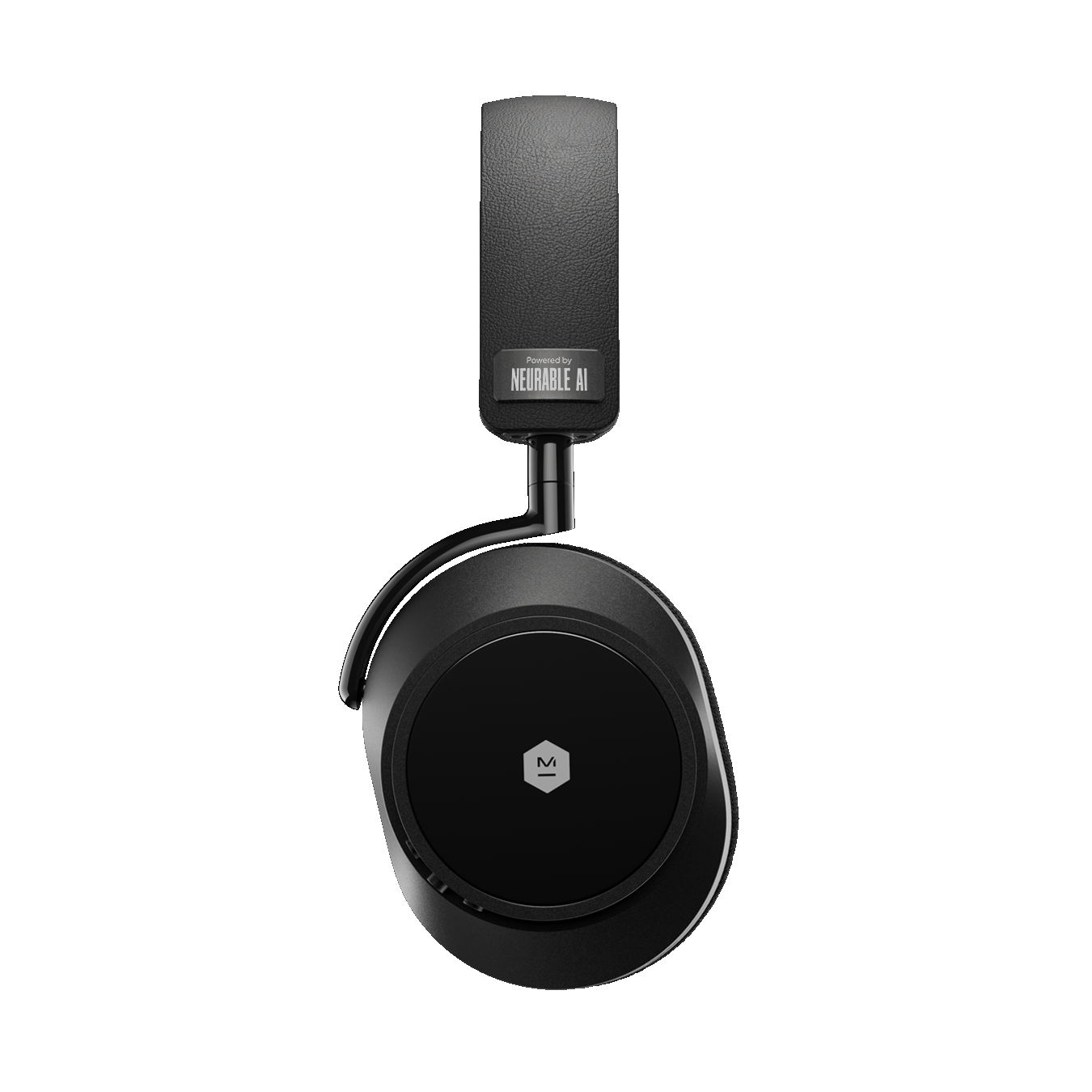 Side view of black MW75 Neuro EEG Active Noise-Cancelling Headphones showing headband and sapphire glass ear cup | gallery MW75B-Neuro