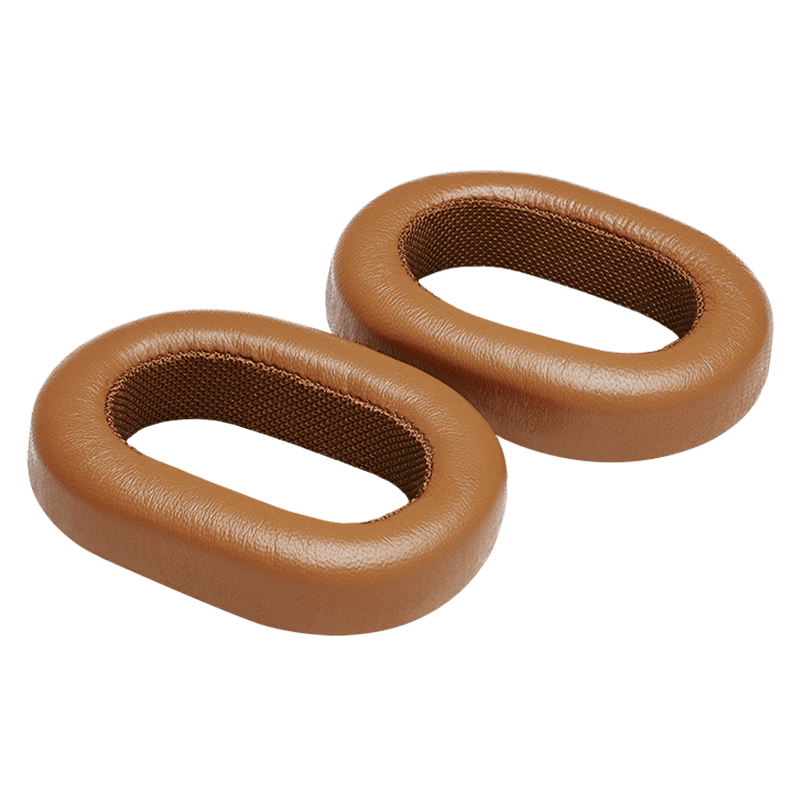 Two brown leather MW75 ear pads placed side by side | gallery RP03001BRN