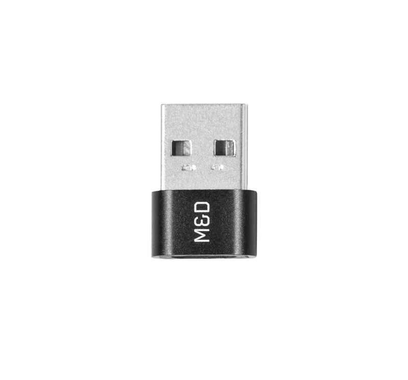 Close-up of a black USB-C to USB-A adapter | gallery RP07002BLK